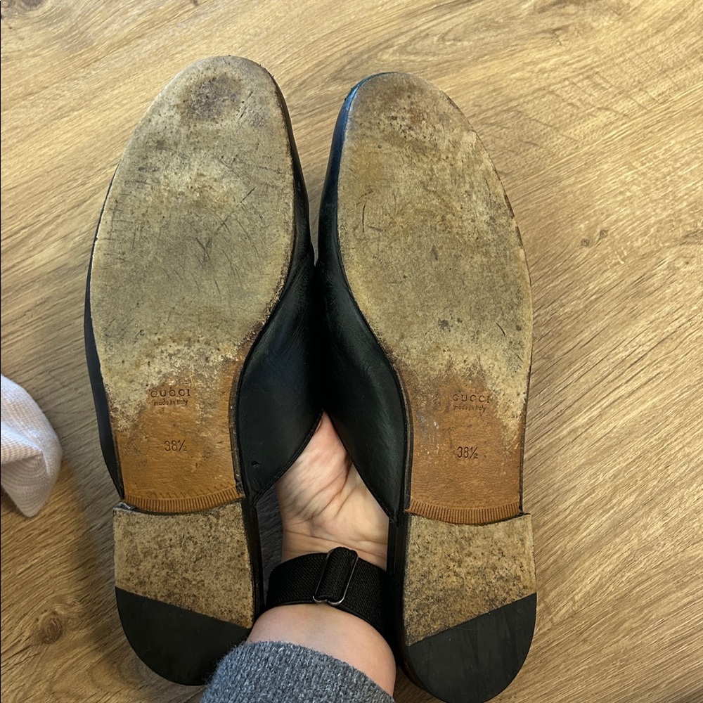 Gucci Black Leather Horsebit Mules with Gold Hardware - Picture 4 of 5
